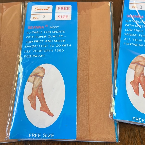 Vintage Seanna Set of 3 Knee High Beige Sheer stretch nylon socks New in Package - Picture 4 of 8